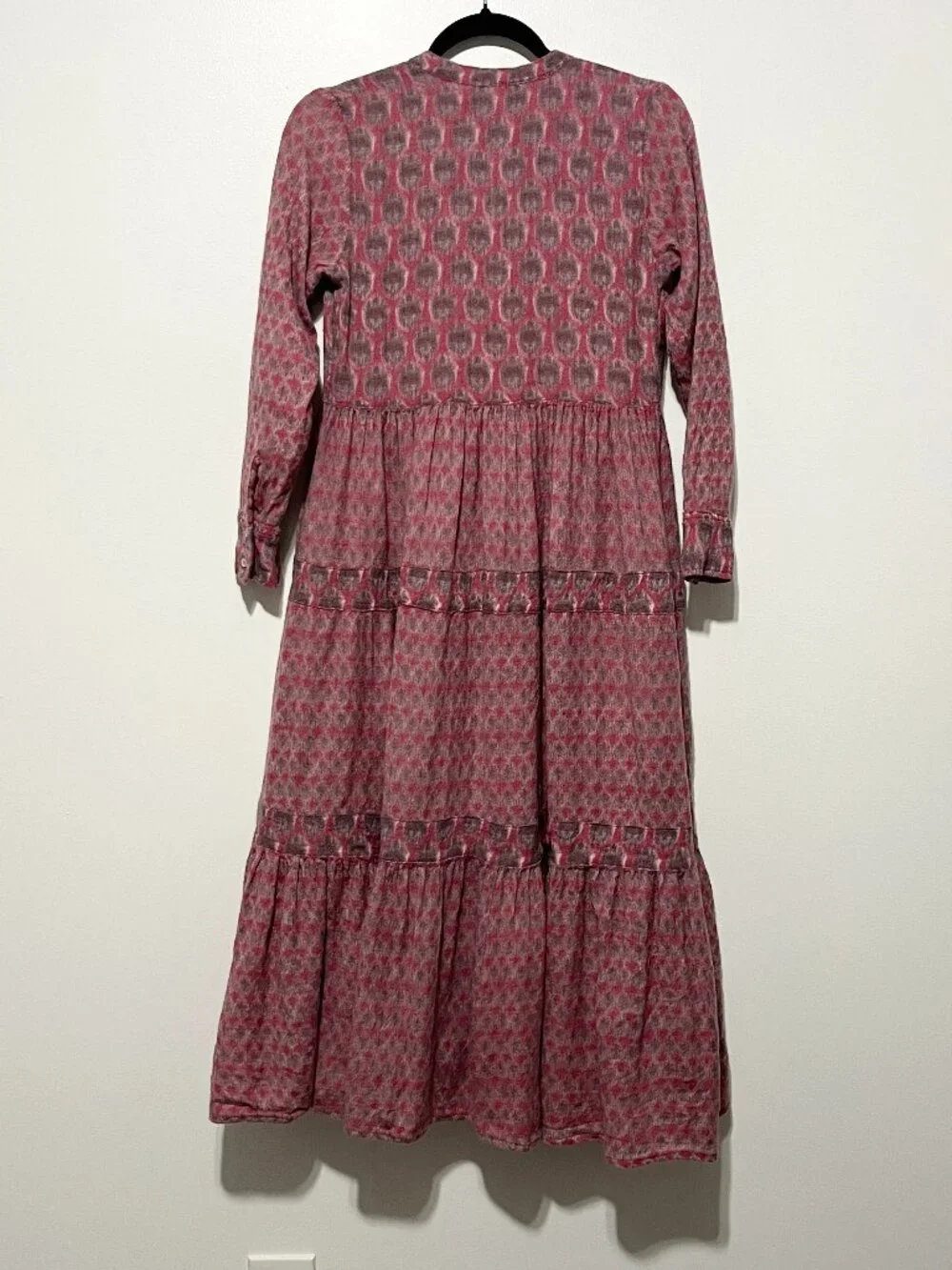 Ro's Garden Womens Diwali Tiered Midi Dress XS (Fits XXS) Bohemian Modest Cotton